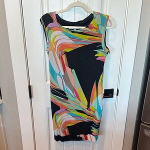 Trina Turk Black Dress with Multicolor Abstract Design